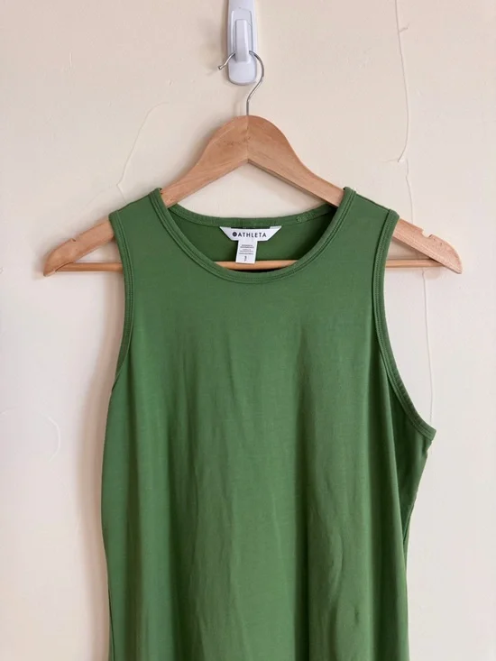 Athleta Green Sleeveless Pullover Midi Dress Womens Size S - Picture 3 of 15